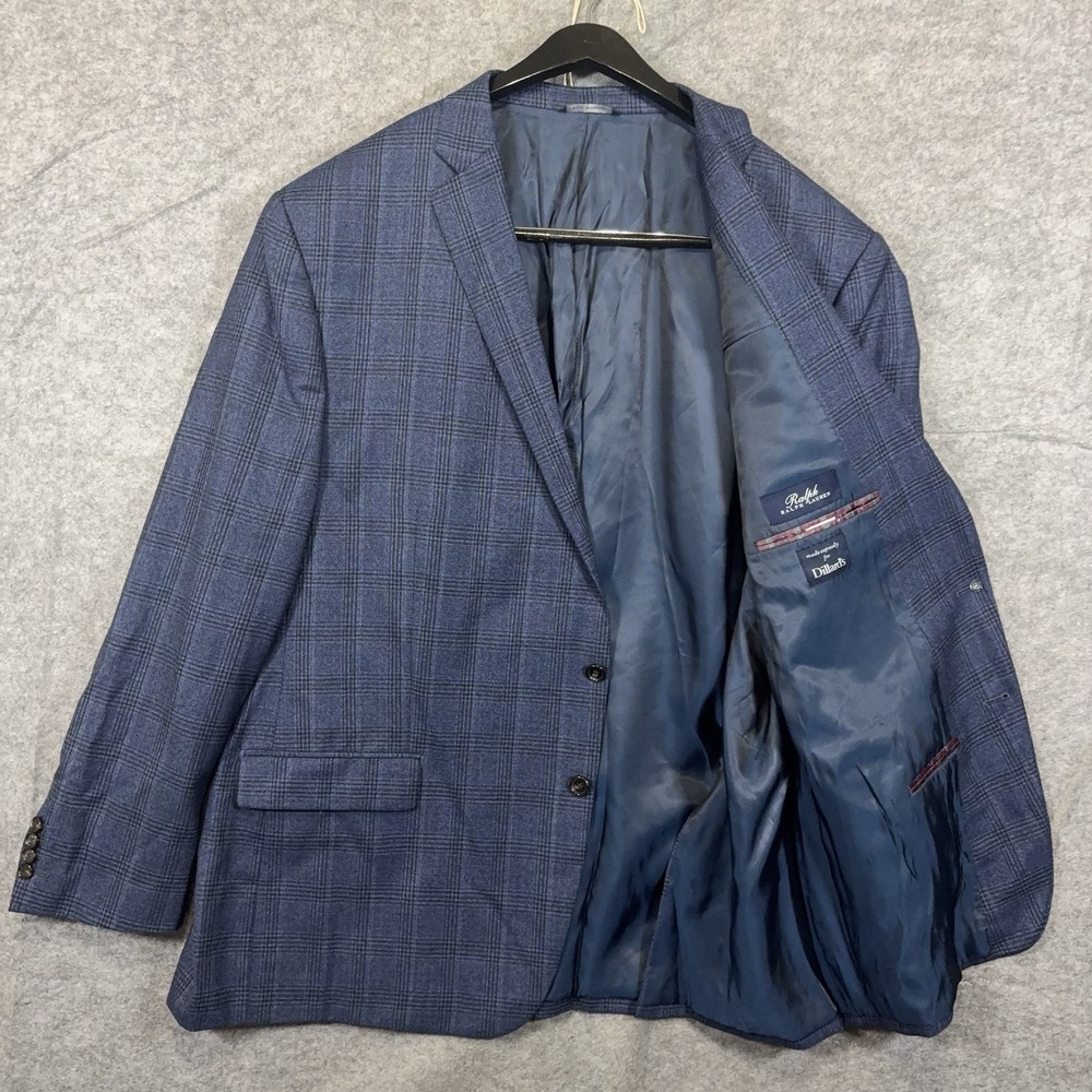 Ralph Ralph Lauren Wool Blazer Mens 56L Navy Glen Check Plaid Sports Coat
